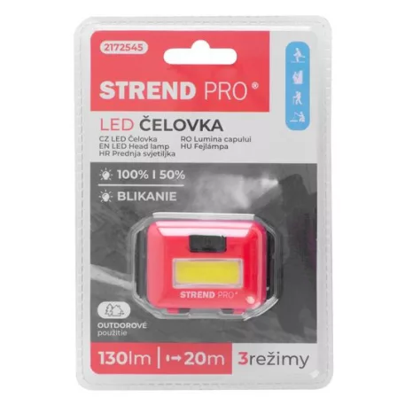 Strend Pro Headlight H955 LED lámpa, COB, színes, 3x AAA, többszínű