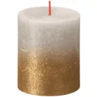 Gyertya Bolsius Rusztikus, hengeres, Sunset Sandy Grey+ Gold, 80/68 mm