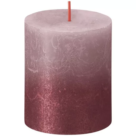 Gyertya Bolsius Rusztikus, hengeres, karácsonyi, Sunset Ash Rose+ Red, 80/68 mm