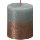 Bolsius gyertya rusztikus, hengeres, karácsonyi, naplemente eukaliptusz zöld+ réz, 80/68 mm