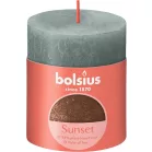 Bolsius gyertya rusztikus, hengeres, karácsonyi, naplemente eukaliptusz zöld+ réz, 80/68 mm