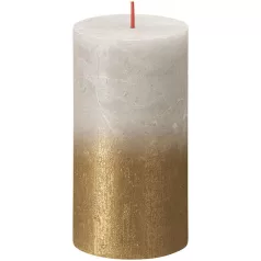   Gyertya Bolsius Rusztikus, hengeres, karácsonyi, Sunset Sandy Grey+ Gold, 130/68 mm