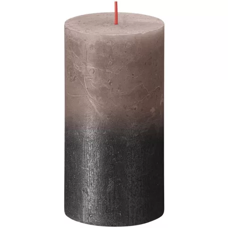 Gyertya Bolsius Rusztikus, hengeres, karácsonyi, naplemente krémes karamell+ antracit, 130/68 mm