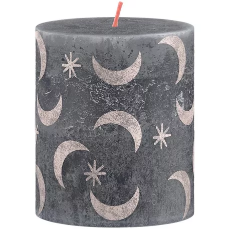 Bolsius gyertya rusztikus, hengeres, karácsonyi, palakék, 80/68 mm