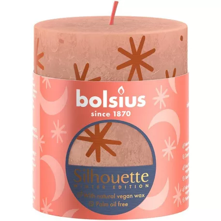 Bolsius gyertya rusztikus, hengeres, karácsonyi, krémes karamell, 80/68 mm