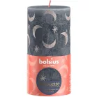 Gyertya Bolsius Rusztikus, hengeres, karácsonyi, palakék, 130/68 mm