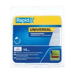   RAPID pálca, 12x94 mm, univerzális átlátszó, 14 db, forró olvadék, ragasztó, utántöltő forró ragasztópisztolyhoz