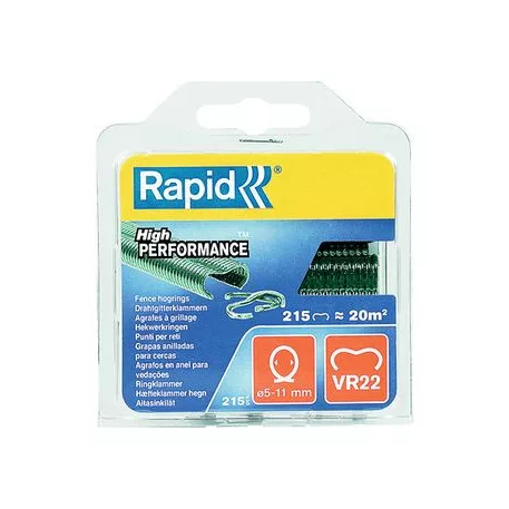 Clip RAPID VR22, PVC zöld, 215 db, kapcsok RAPID FP222 és FP20 kötőfogókhoz, 5-11 mm huzalhoz