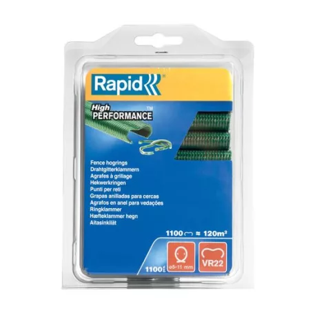 Clip RAPID VR22, PVC zöld, 1100 db, kapcsok RAPID FP222 és FP20 kötőfogókhoz, 5-11 mm huzalhoz