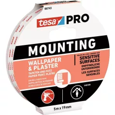   Tesa® Mounting PRO ragasztószalag, tapétákhoz és vakolathoz, 19 mm/5 m