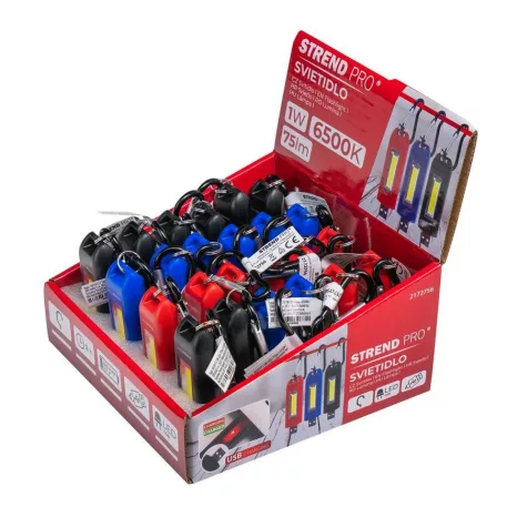 Strend Pro kulcstartó lámpa karabinerrel, 75 lm, USB töltés