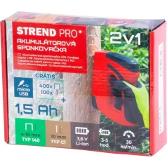   Tűzőgép Strend Pro J-126, 3,6 V, Li-ion, kapcsok 6-10 mm, szegek 10 mm