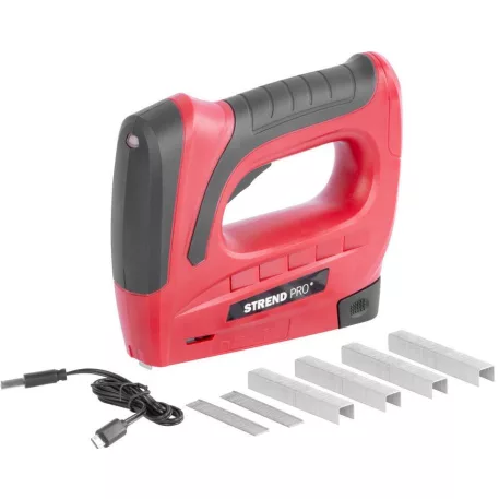 Tűzőgép Strend Pro J-126, 3,6 V, Li-ion, kapcsok 6-10 mm, szegek 10 mm