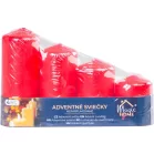 Gyertya MagicHome, karácsonyi, adventi, piros, 48 mm 60/80/100/120 mm, csomag 4 db