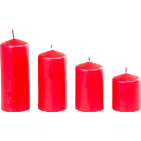 Gyertya MagicHome, karácsonyi, adventi, piros, 48 mm 60/80/100/120 mm, csomag 4 db