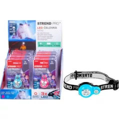   Fejlámpa Strend Pro Headlight, LED, 15 lm, mini, rózsaszín/kék, Sellbox 8 db