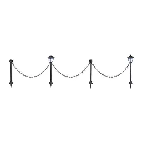 Lámpa Strend Pro Garden, lánc, kerítés, kertbe, 2x szolár lámpa, 1x LED, 16,5x16,5x71,5 cm