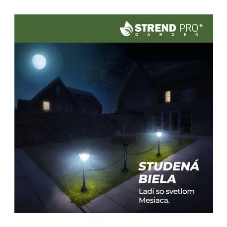 Lámpa Strend Pro Garden, lánc, kerítés, kertbe, 2x szolár lámpa, 1x LED, 16,5x16,5x71,5 cm