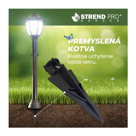 Lámpa Strend Pro Garden, lánc, kerítés, kertbe, 2x szolár lámpa, 1x LED, 16,5x16,5x71,5 cm