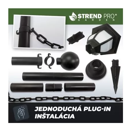 Lámpa Strend Pro Garden, lánc, kerítés, kertbe, 2x szolár lámpa, 1x LED, 16,5x16,5x71,5 cm