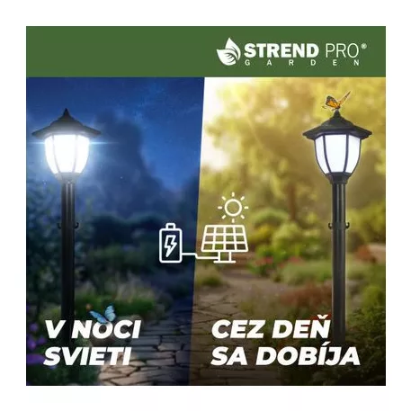 Lámpa Strend Pro Garden, lánc, kerítés, kertbe, 2x szolár lámpa, 1x LED, 16,5x16,5x71,5 cm