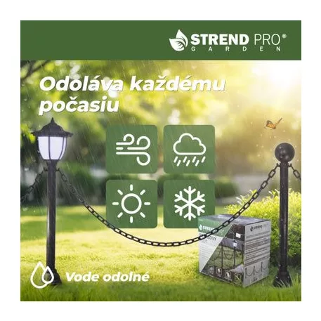 Lámpa Strend Pro Garden, lánc, kerítés, kertbe, 2x szolár lámpa, 1x LED, 16,5x16,5x71,5 cm