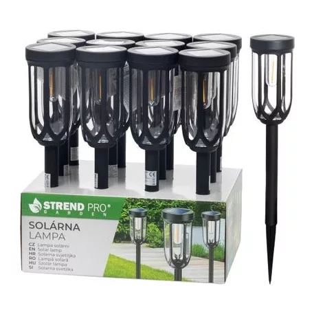 Lámpa Strend Pro Garden Elis, szolár, fekete, LED, 7,5x42 cm, Sellbox 12 db