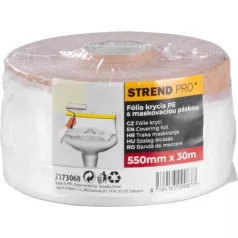   Fólia takaró Strend Pro, 550 mm, H-30 m, PE, festő, szövet ragasztószalaggal, padlóra takaró