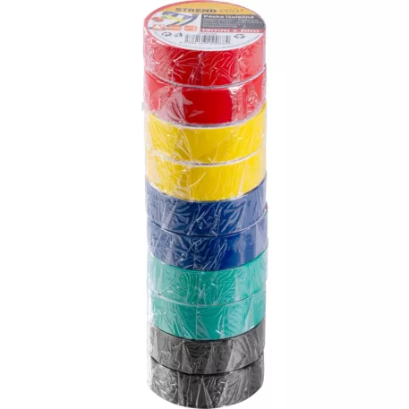 Szalag Strend Pro, 19 mm, L-10 m, PVC, max. 80°C, 600V, szigetelő, különböző színek, ragasztó, csoma