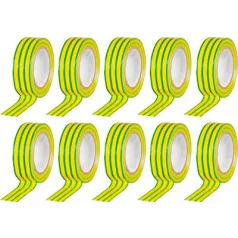   Szalag Strend Pro, 19 mm, L-10 m, max. 80°C, 600V, zöld-sárga, szigetelő, ragasztó, PVC, csomag 10 d