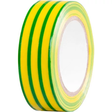 Szalag Strend Pro, 19 mm, L-10 m, max. 80°C, 600V, zöld-sárga, szigetelő, ragasztó, PVC, csomag 10 d