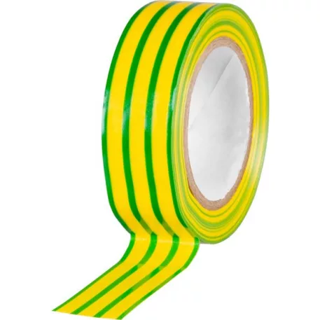 Szalag Strend Pro, 19 mm, L-10 m, max. 80°C, 600V, zöld-sárga, szigetelő, ragasztó, PVC, csomag 10 d