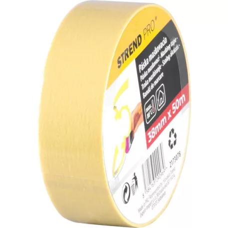 Szalag Strend Pro, 38 mm, L-50 m, 80°C, festő, maszkoló, ragasztó, sárga