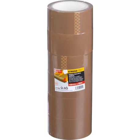 Szalag Strend Pro, 48 mm, L-50 m, 45 µm OPP, csomagoló, ragasztó, barna, csomag 6 db