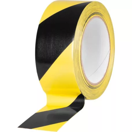 Szalag Strend Pro, 50 mm, L-33 m, PVC, ragasztó, figyelmeztető, sárga/fekete