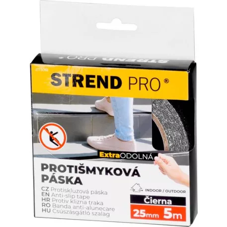 Szalag Strend Pro, 25 mm, L-5 m, ragasztó, csúszásgátló, extra tartós, fekete