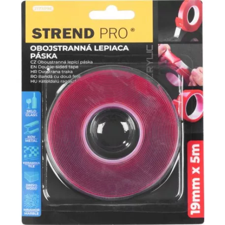 Szalag Strend Pro, 19 mm, L-5 m, kétoldalas, ragasztó, akril, szerelő