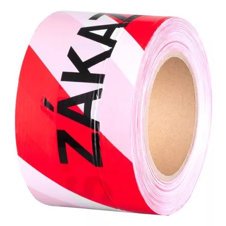 Szalag Strend Pro, 80 mm, L-250 m, figyelmeztető, piros/fehér "BELÉPNI TILOS"