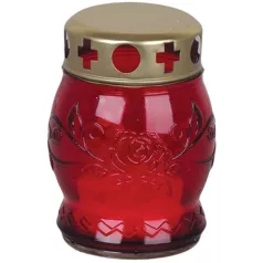  Sír lámpás Grave, piros üveg, 6-8 h, 25 g, magasság 10 cm, sírhoz