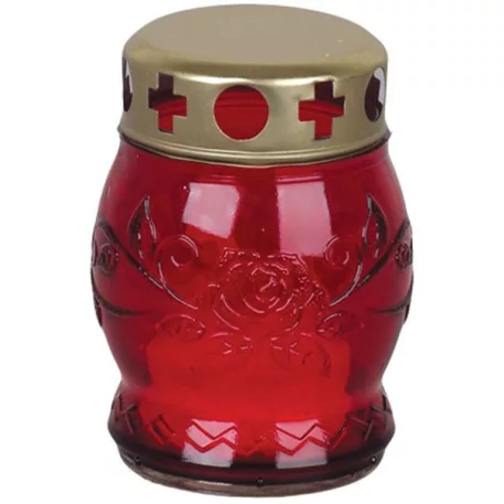 Sír lámpás Grave, piros üveg, 6-8 h, 25 g, magasság 10 cm, sírhoz