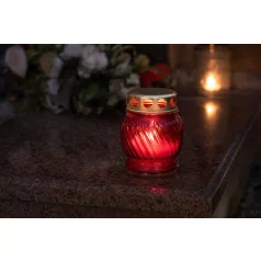   Sír lámpás Grave, piros üveg, 6-8 h, 25 g, magasság 10 cm, sírhoz