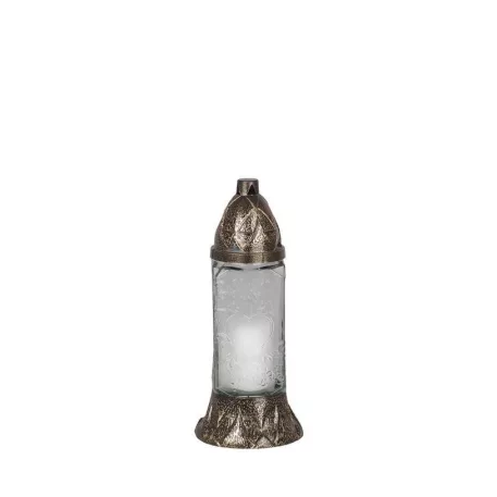 Mécses Grave, piros/fehér üveg, 28 óra, 80 g, 25 cm, sírra