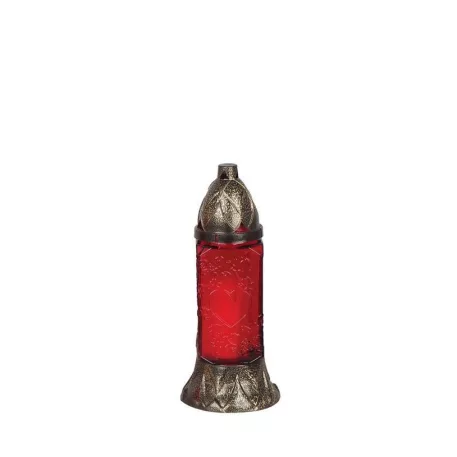 Mécses Grave, piros/fehér üveg, 28 óra, 80 g, 25 cm, sírra
