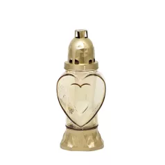 Mécses Heart, aranyozott üveg, 28 óra, 25,5 cm, sírra