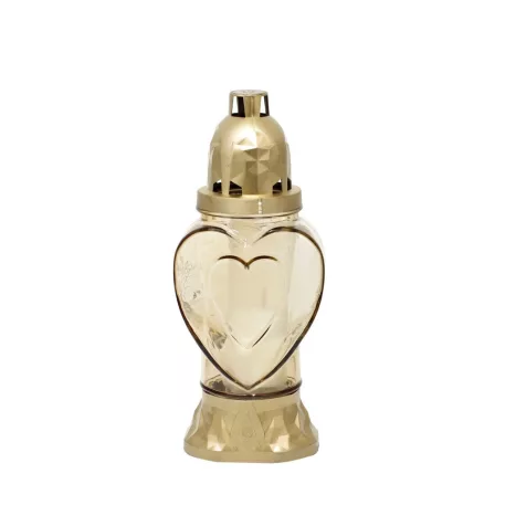 Mécses Heart, aranyozott üveg, 28 óra, 25,5 cm, sírra