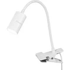   Lámpa Strend Pro, asztali, csíptetős, Alu, fehér, USB, 41 cm