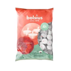Gyertya Bolsius, teamécses, 4 óra, fehér, csomag 75 db