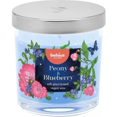   Gyertya Bolsius Floral Fusion Bazsarózsa és Áfonya, illatos, 80/72 mm, üvegben