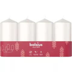   Gyertyák Bolsius Pillar Advent, Karácsony, fehér, 48/100 mm, csomag 4 db
