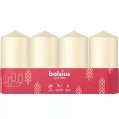   Gyertyák Bolsius Pillar Advent, Karácsony, krémszínű, 48/100 mm, csomag 4 db